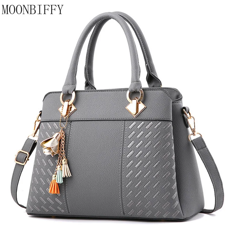 

Women Handbags Tassel PU Leather Totes Bag Top-handle Embroidery Crossbody Bag Shoulder Bag Lady Fashion Simple Style Hand Bags