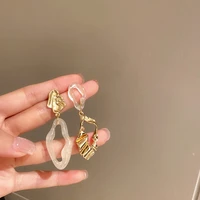 korean fashion asymmetric geometric acrylic earrings for women 2022 sense of minority design personality atmosphere jewelry gift