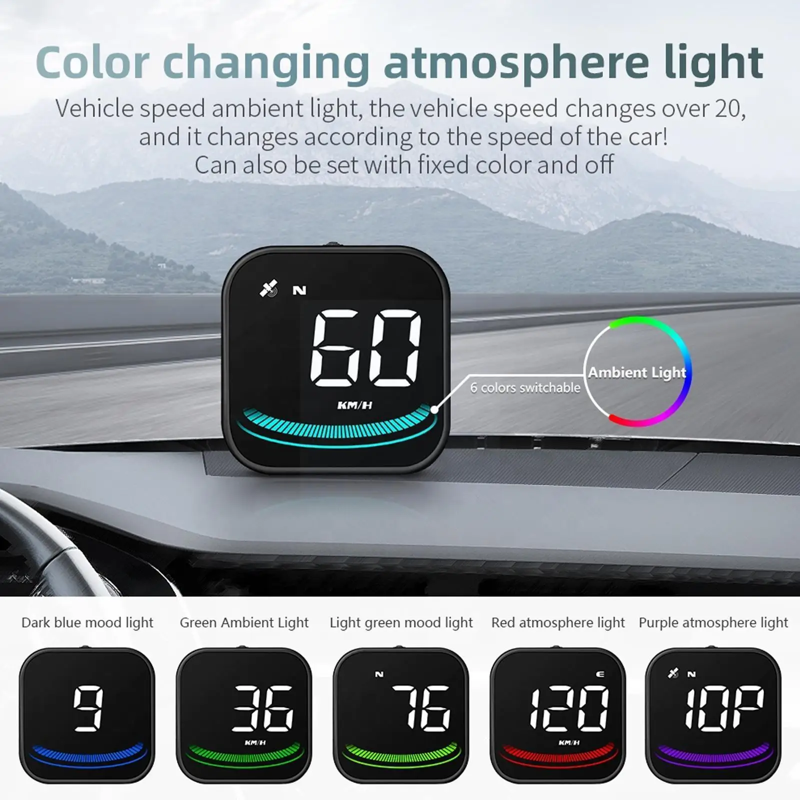 

Universal Hud GPS Speedometer Head Up Display Car Speed Display Auto Windshield Projector Speed Alarm MPH KM/H For All Vehi C2V8