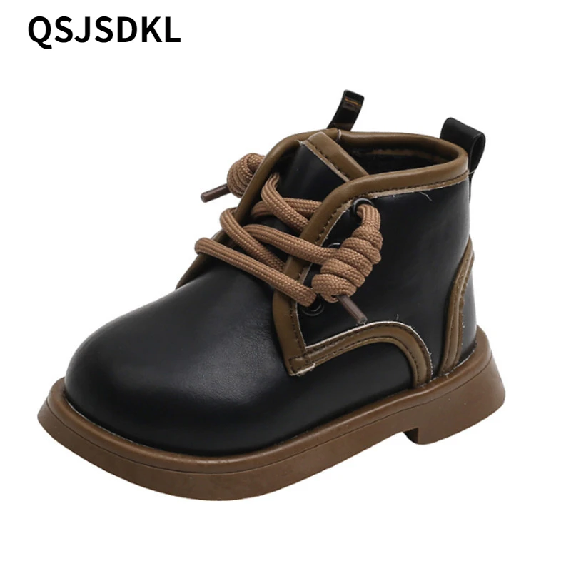 

Autumn Winter New Baby Boots Leather Short Fur little Girls Boys Boots Rubber Sole Ankle Fashion Toddler Kids Boots ankle boots