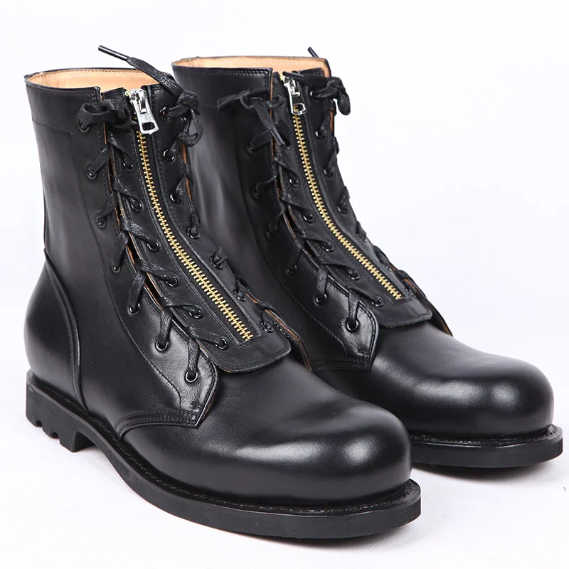 

Summer Flying High Top Leather Shoes Outdoor Sport Cycling Army Tactical Combat Training Hunting Men's Tire Soles Martin Boots