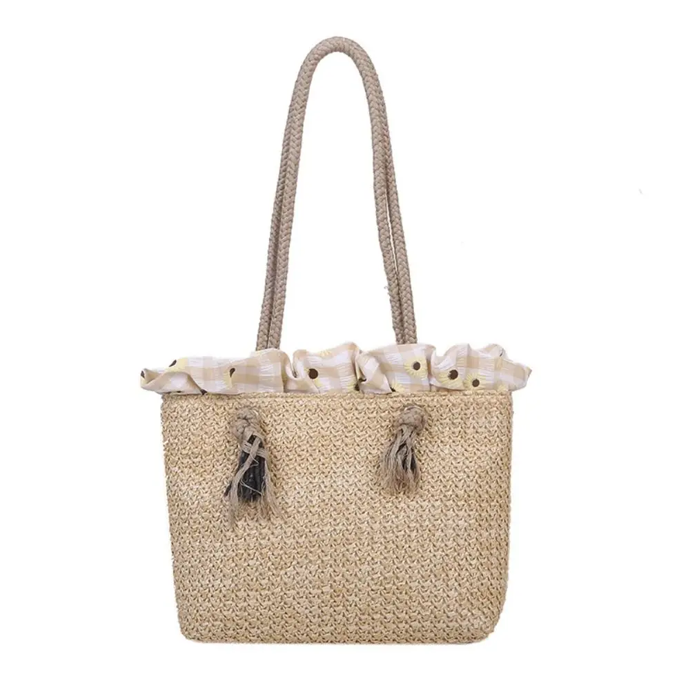 Large Capacity Straw Bag Korean Style Shoulder Bag Woven Beach Bag