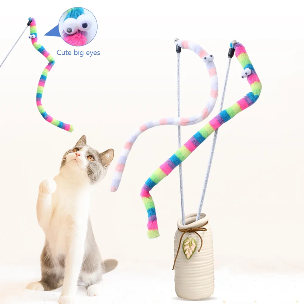 

Cat Toys Funny Cat Stick with Crisp Bell Caterpillar Kitten Interactive Teaser Wand for Cat Kitten Having Fun Exerciser Playing