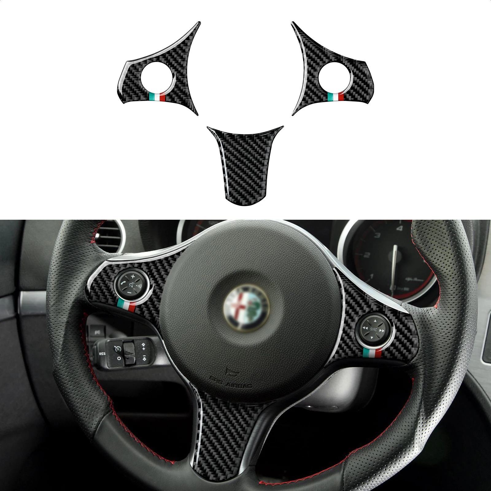 

Car Steering Wheel Trim Carbon Fiber Sticker For Alfa Romeo 159 939 Brera Spider 2005 2006 2007 2008 2009 2010 2011 Accessories