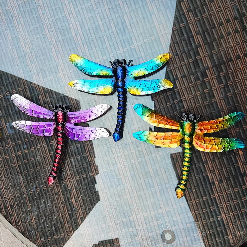 

3 Pcs Dragonfly Wall Hanging Metal Decorations Crafts Iron Pendants Decors Ornaments Outdoor