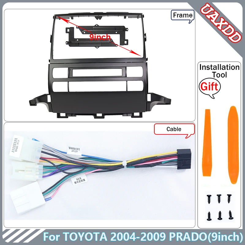 

9-дюймовый автомобильный радиоприемник для TOYOTA 2004-2009 PRADO 120, Android, DVD-экран, видео, CD-проигрыватель, mp5cable, пластиковая рамка