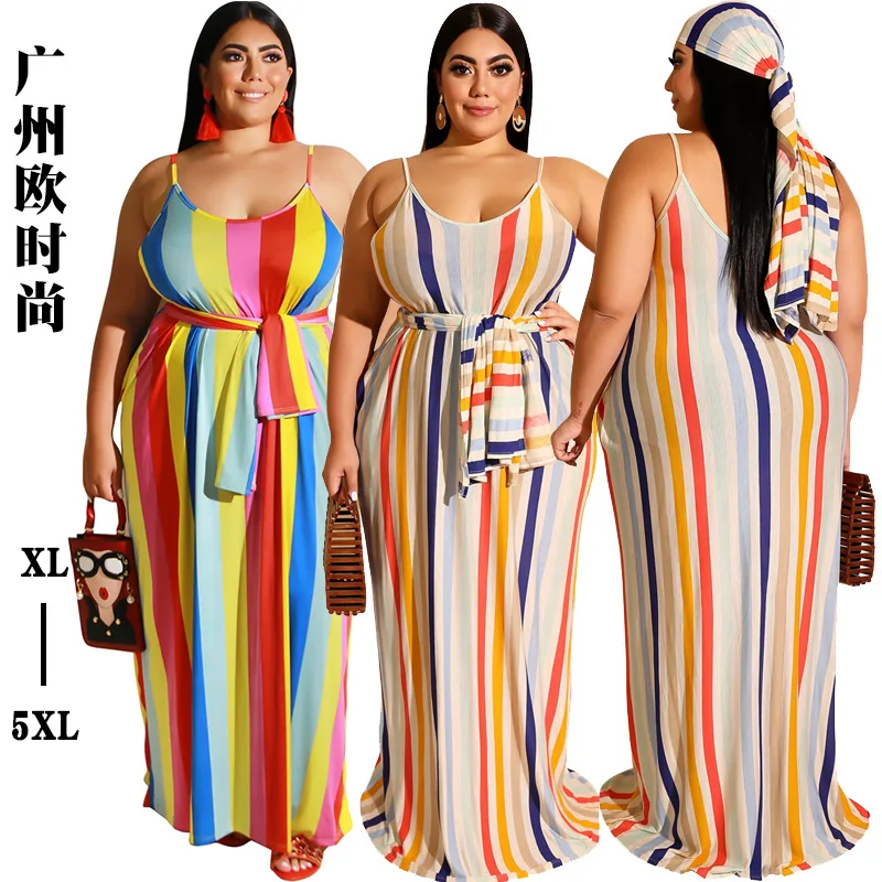 2022 Spring And Summer Women Stripe Sling Sexy Straight Tube With Belt Dress