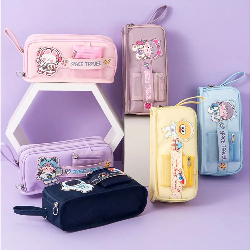 

Пенал тканевый двухслойный для карандашей, школьный чехол для канцелярских принадлежностей, органайзер для хранения карандашей