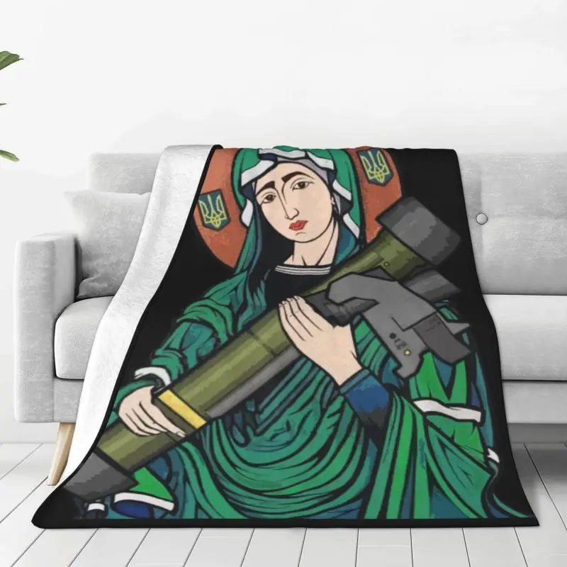 

Funny St Javelin The Protector Of Ukraine Blanket Fleece Spring Autumn Warm Flannel Saint Throw Blankets for Sofa Car Bed Quilt