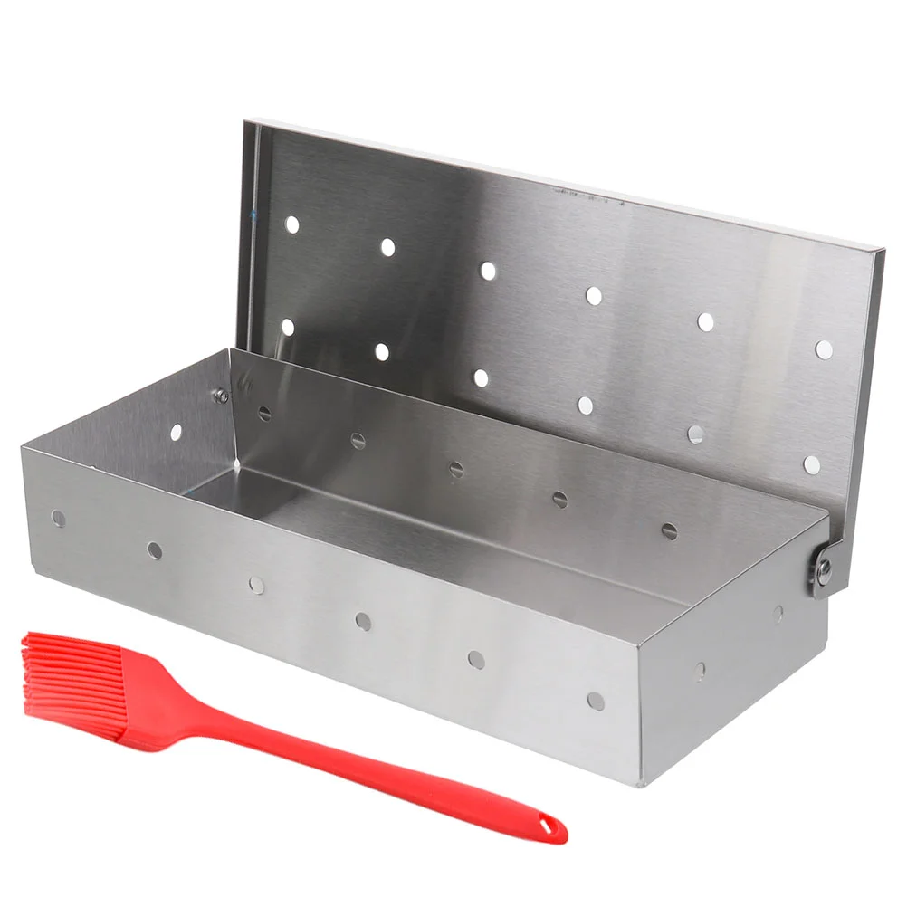 

1 set of Home Barbecue Smoker Box BBQ Wooden Chip Box Barbecue Accessories