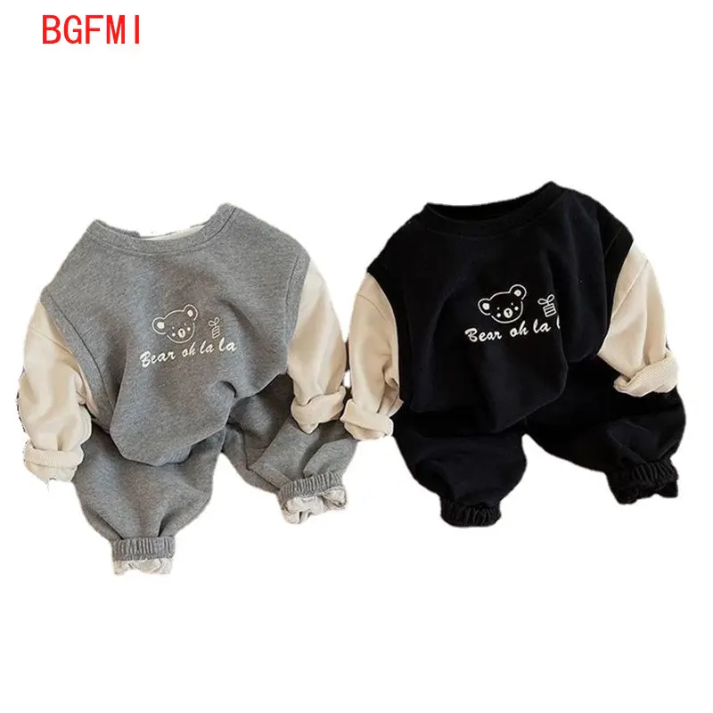 

Boys' Spring Autumn Suit Korean Kids Cartoon Bear Pullover coat Long sleeves Pants sets Girl Sweatshirts Children's clothing