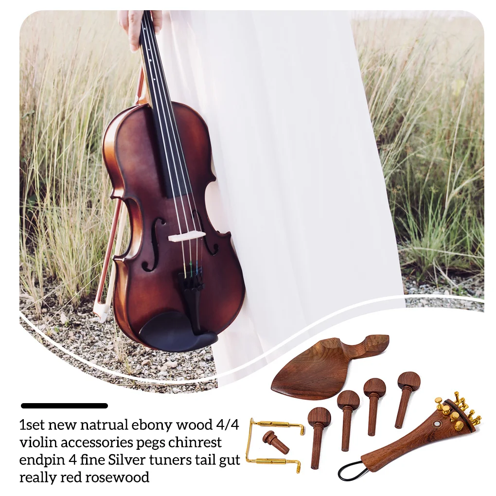 

4/4 3/4 Violin Tuning Pegs Tailpiece Professional Repair Kit Replacement Part Chinrest Attachments Gifts Beginner