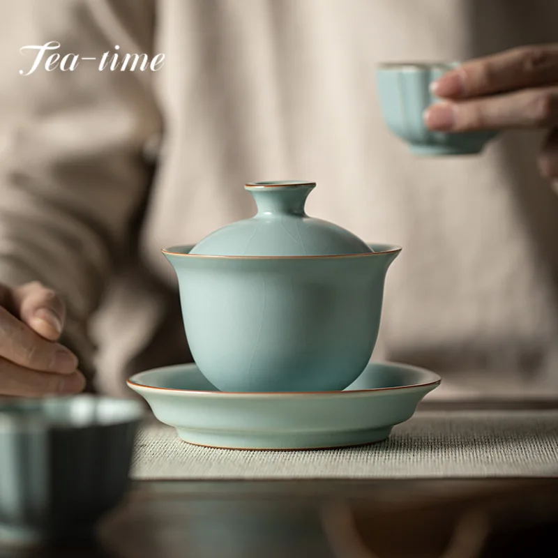 Фарфоровая чайная миска Gaiwan ручной работы с блюдцем 175 мл