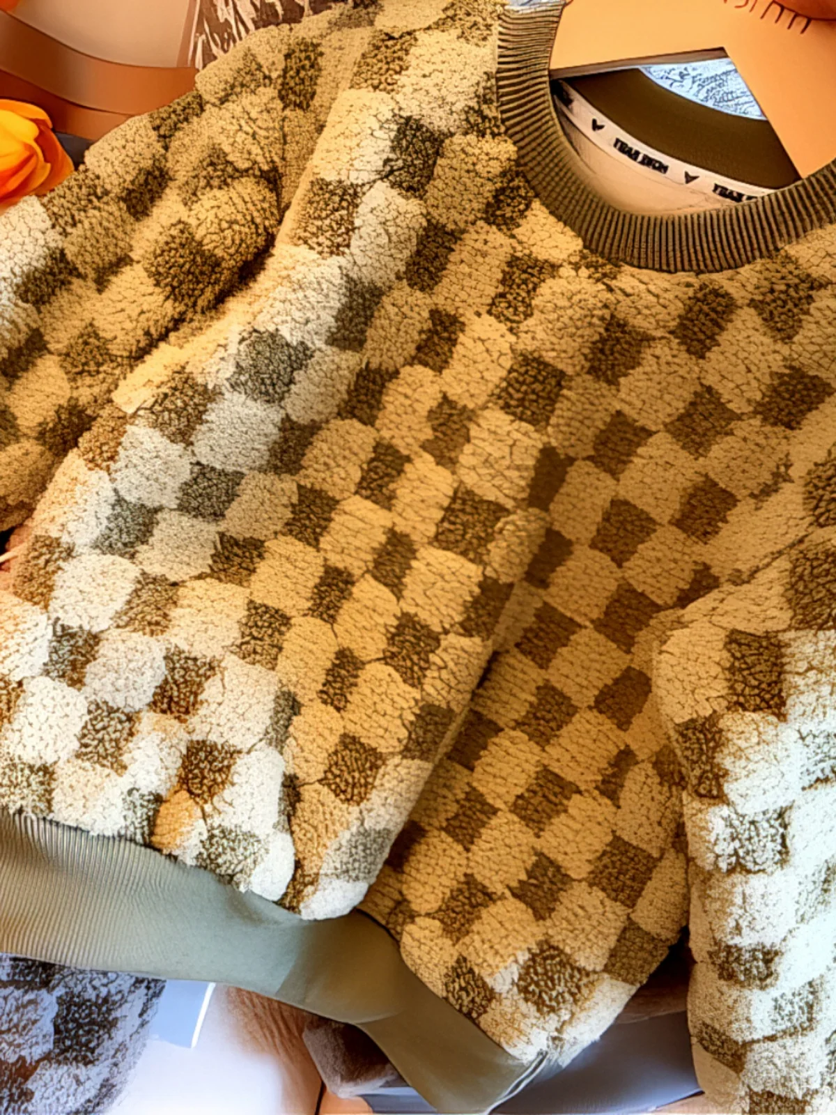 Warm Velvet Top Autumn and Winter Children's Plaid Long sleeve Clothing Thick Wei 2024 Wool plus Korean Sle Clot...