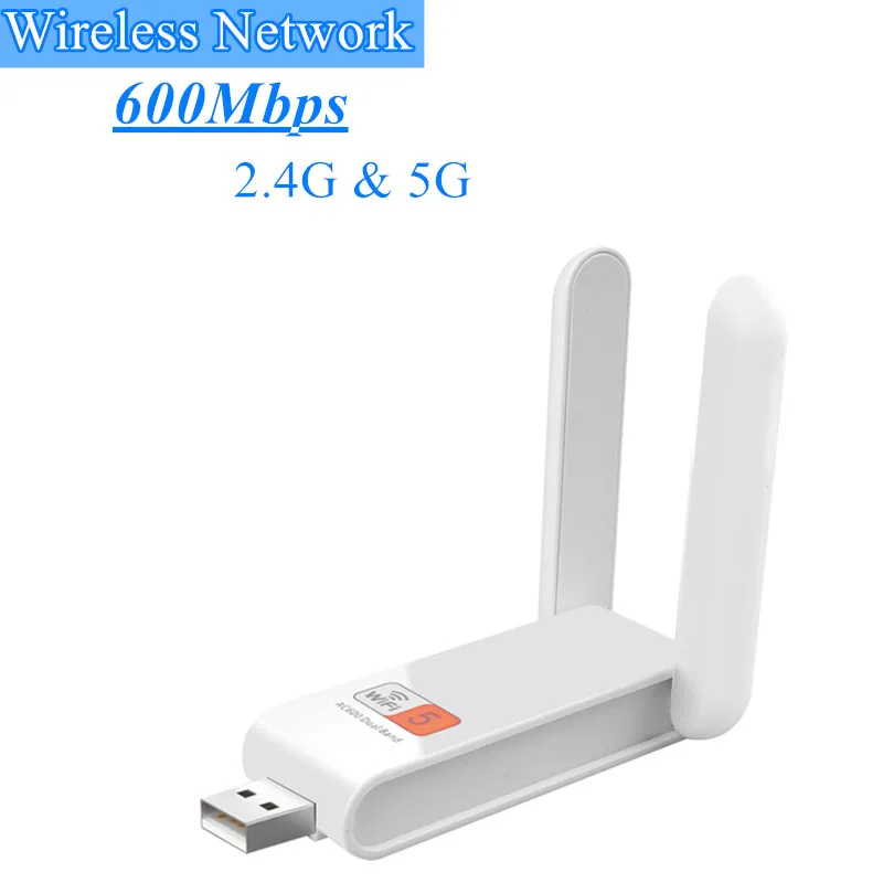 2.4G 5G 600Mbps USB Wireless Network Card Dongle Antenna  Dual Band Repeater Router Wifi Signal Receiving Transmitter