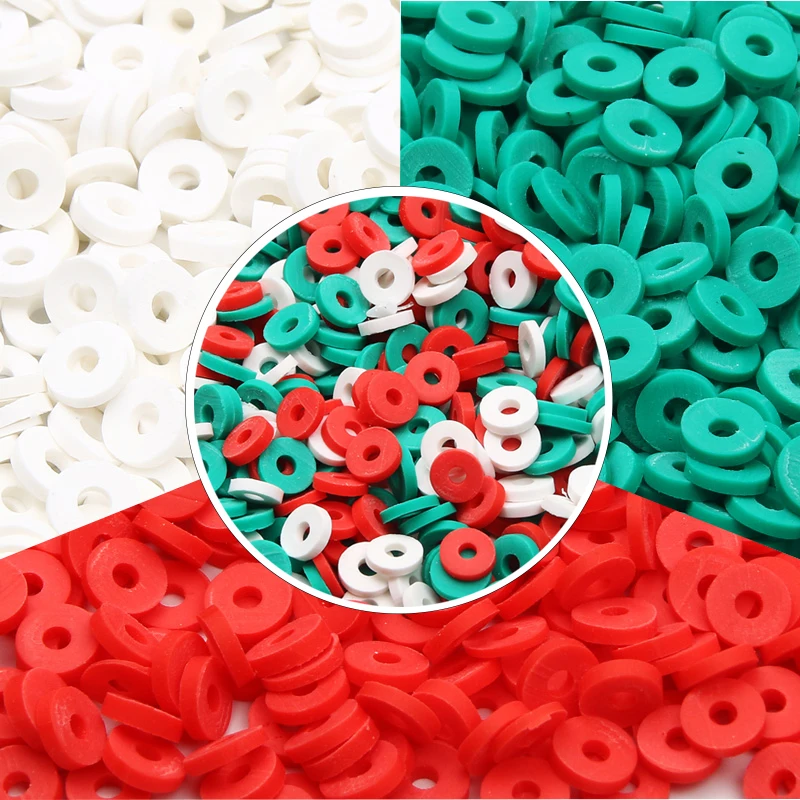 

Разноцветные рождественские плоские круглые бусины из полимерной глины 6 мм, чип, разделительные ломтики, бусины для изготовления ювелирны...