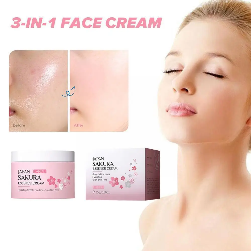 

25G Japan Essence Cream, 3-In-1 Tone Up Cream, Moisturizing Cream Face Anti Brighten Cherry Skin Aging Care Blossom V5E9