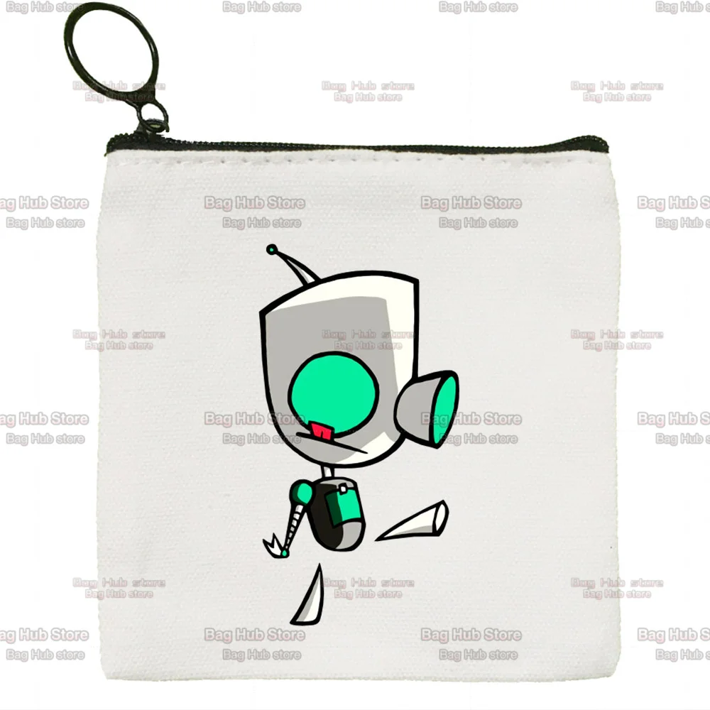 Invader Zim Zim Image Cartoon Canvas Zipper Coin Bag Female Student Mini Cute Coin Purse Lipstick Bag Small Portable