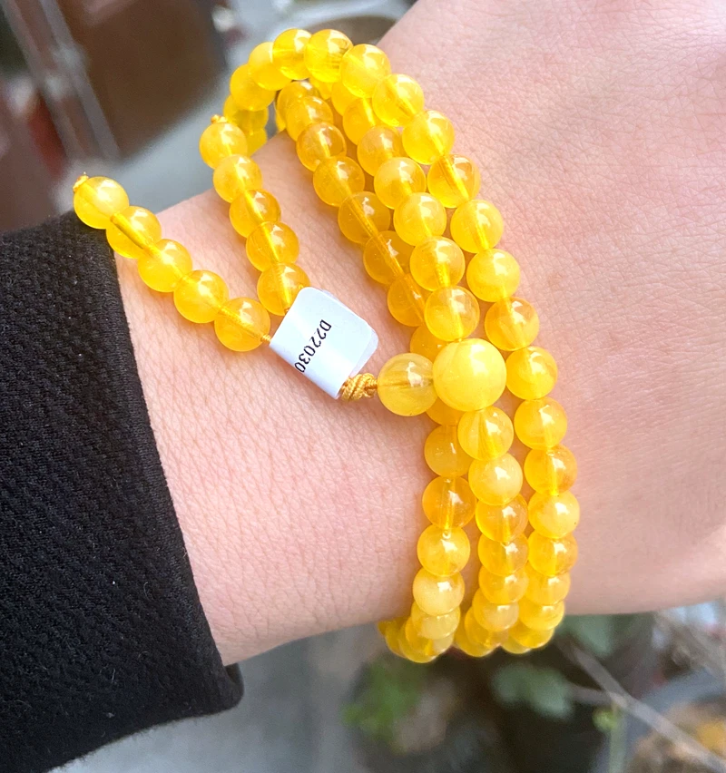 

Сертификат 6 мм натуральный желтый мексиканский янтарный браслет Mala ожерелье