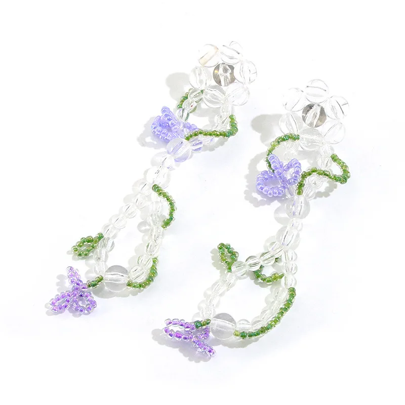 

Новые стильные белые женские серьги в дворцовом стиле с кисточками и цветами из бисера в стиле ретро фиолетовые нестандартные