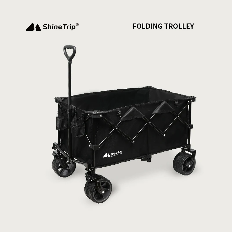 

Outdoor Folding Trolley Carbon Steel Pipe Collapsible Camper Camping Trailer Portable Outdoor Four-wheel Trolley