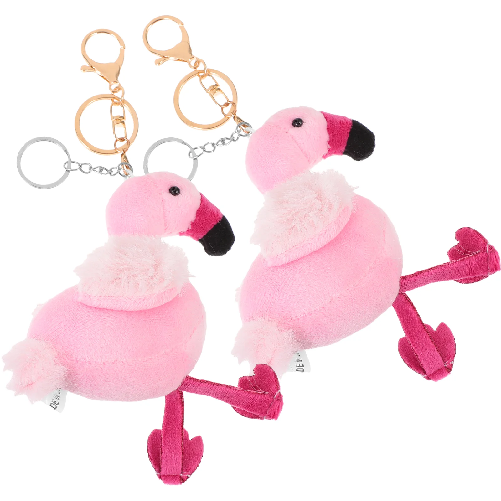 

2 Pcs Backpack Child Key Rings Car Keys Pp Cotton Plush Flamingo Keychain Pendants