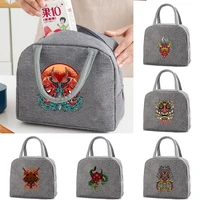 insulated lunch bag monster printing canvas handbags cooler tote food box thermal cold container school picnic travel dinner box