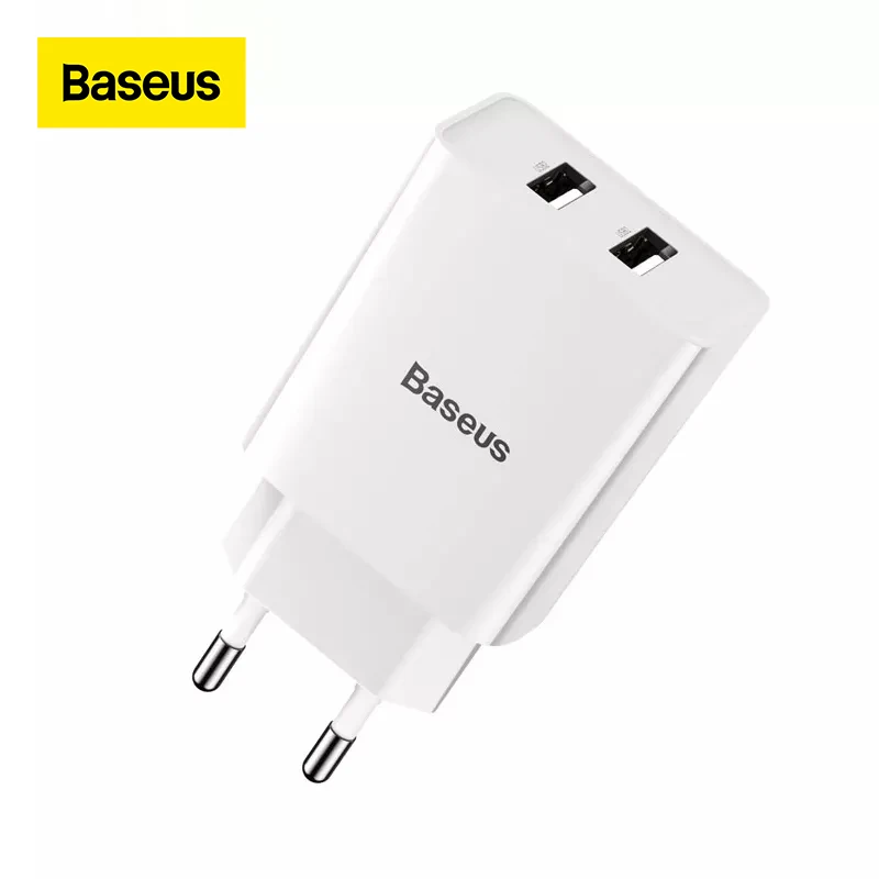 Baseus Portable Dual USB Charger 5V 2.1A For iPhone X 8 7 6 Charger EU Plug Fast Wall Charger for Samsung S8 Note 8 Xiaomi Mi 8