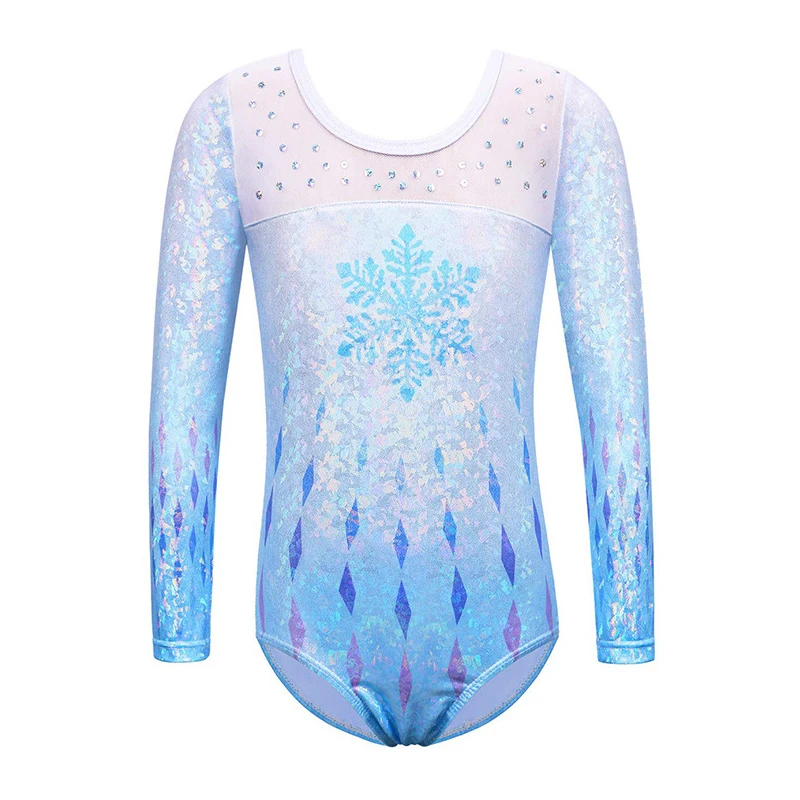 

Girls Gymnastics Bodysuit Ballet Dance Costumes Leotard Long Sleeves Workout Dancewear For 2-12Y