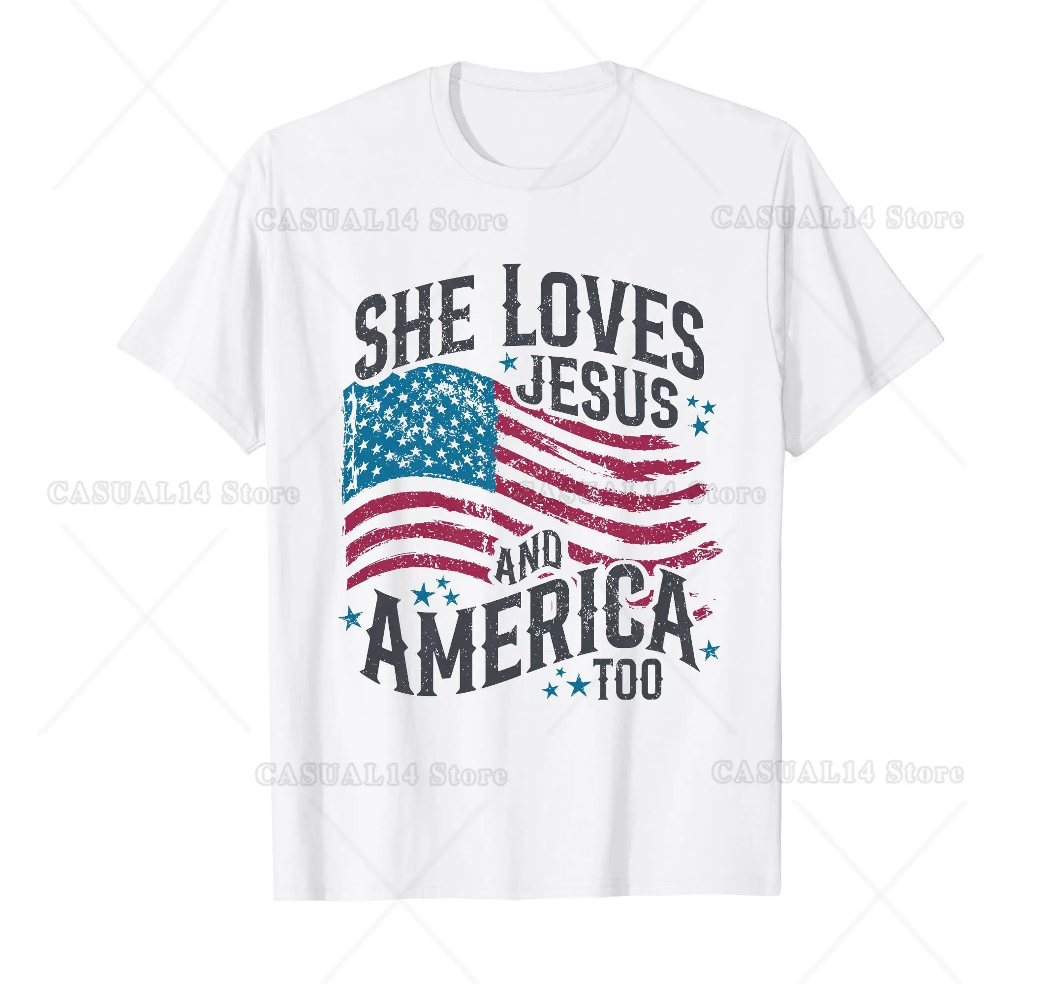 Мужская футболка She Loves Иисус и Америка Too Flag Christian 4 июля мягкая удобная легко