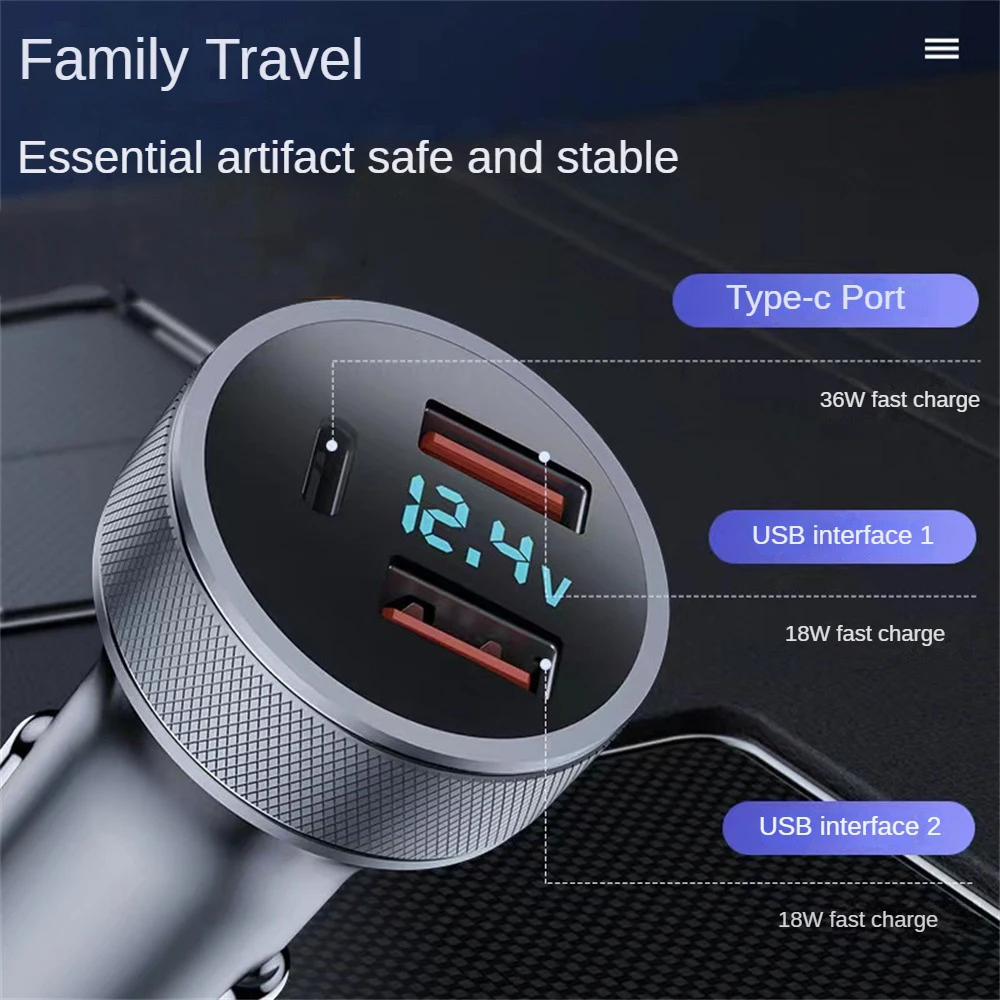 

Car Phone Charger One Drive Three Portable Practical Universal Multifunctional Car Supplies Car Charger Adapter Metal Durable