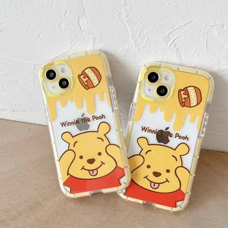 

Luminous Elastic Shell Disney Winnie the Pooh Phone Case for iPhone X XR XS 7 8 Plus 11 12 13 pro MAX 13mini cover