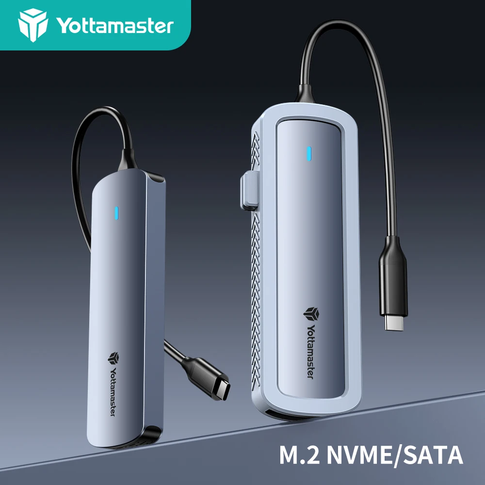 

Yottamaster 10Gbps NVMe and 5Gbps SATA M.2 SSD Enclosure Dual Protocol Type C NGFF NVMe SSD Enclosure External Hard Drive Case