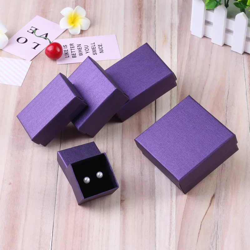 

24pcs Square Jewelry Packaging Box 9*7cm Purple paper Necklace Ring Earrings Bracelet Gift Box for Valentine's Day High Quality