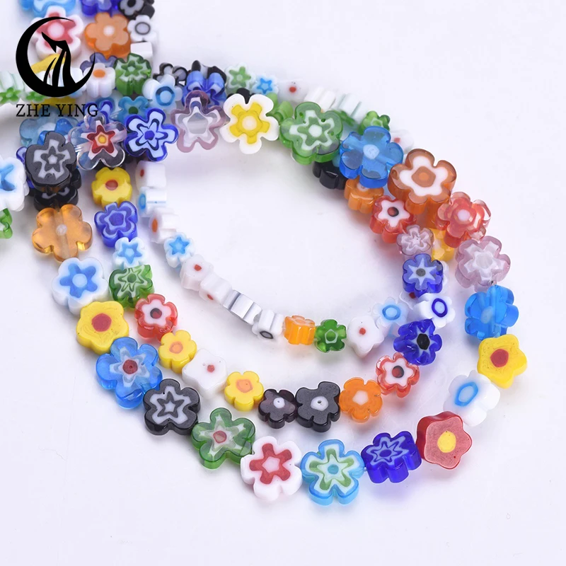 

4mm 6mm 8mm 10mm Colorful Flower Beads Glass Loose Spacer Beads for Jewelry Making Bracelet perline per bigiotteria fai da te