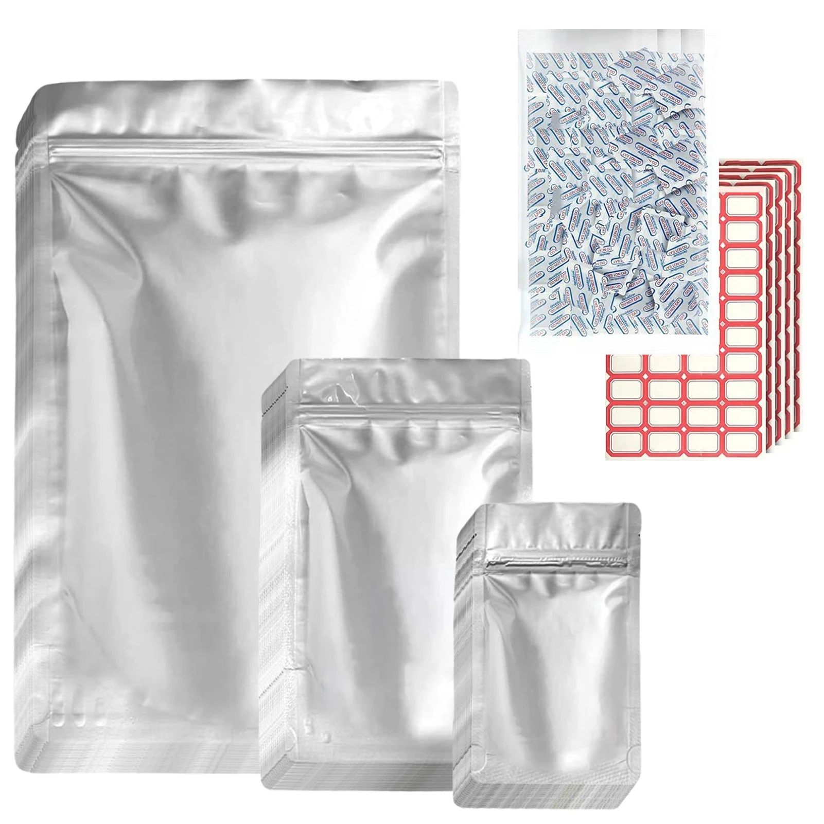 

Mylar Bags Kit 100 Mylar Bags For Food Storage Self-Supporting Self-Sealing Bags Food Storage Bags For Grains Wheat Rice Dry