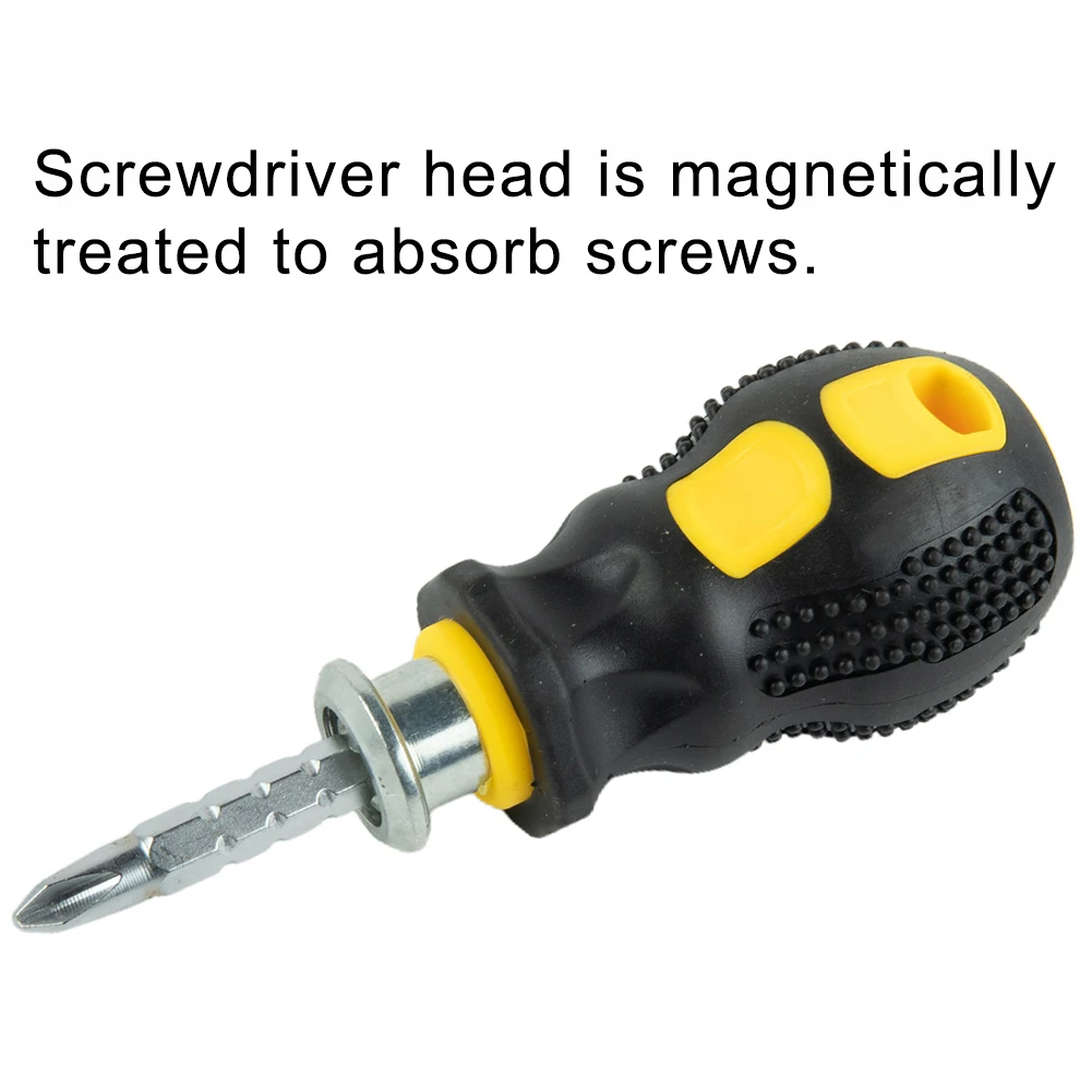 

Small Screwdriver Adjustable Double-Use Slotted Cross Screwdriver Rubber Handle