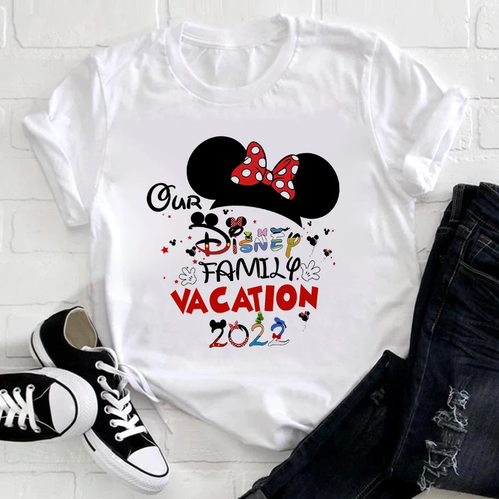 

Our Disney Family Vacation 2022 T Shirt Women Travel Summer Clothes Mickey Minnie Harajuku Europe and America Trend Lady T-shirt