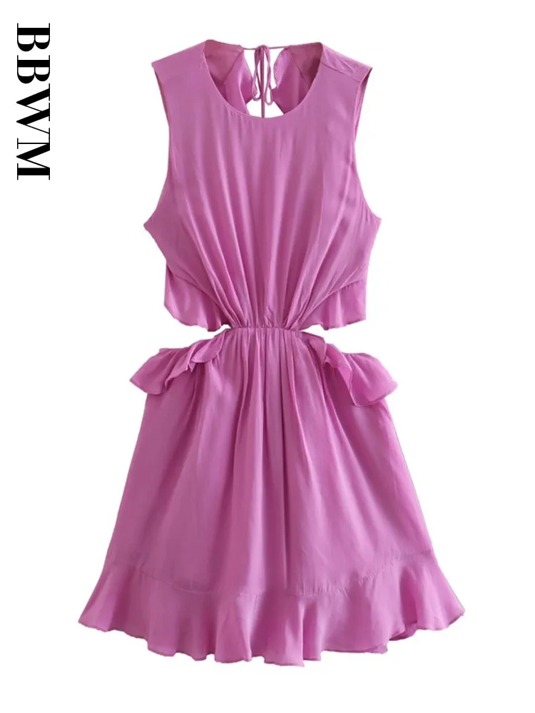 Женские летние платья выше колена 2022 винтажные пикантные бандажные однотонные