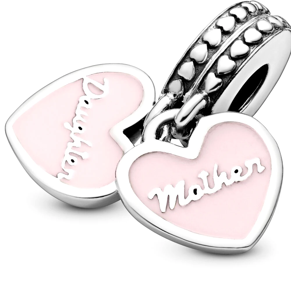Pandora-Série Mère et Fille Hearts Dangle Charm, Family Chia Ship, Bracelet Mode Femme, DIY Executive, 925