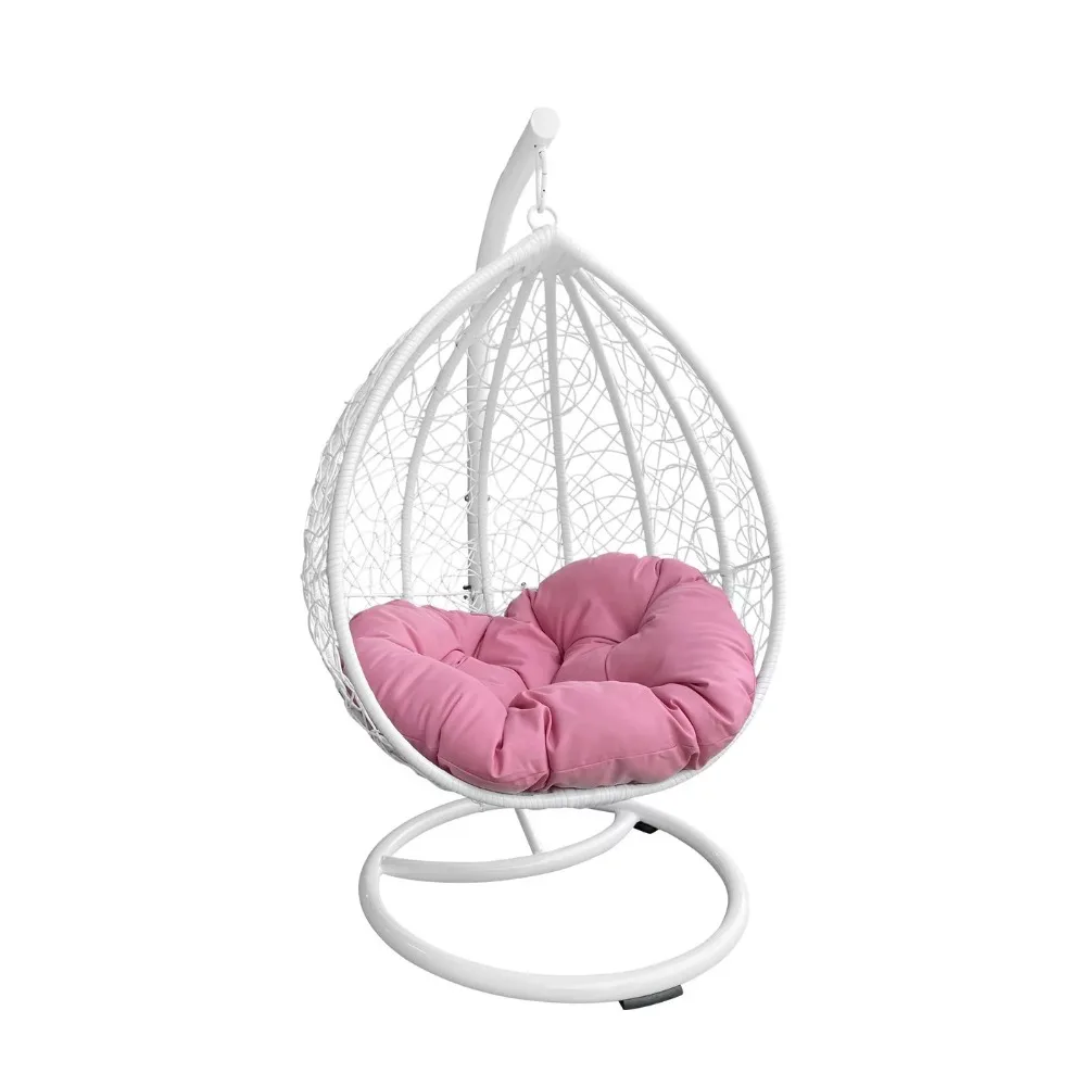 

M&M Sales Enterprises Polyester Hanging Egg Chair with Cushion and Stand - White