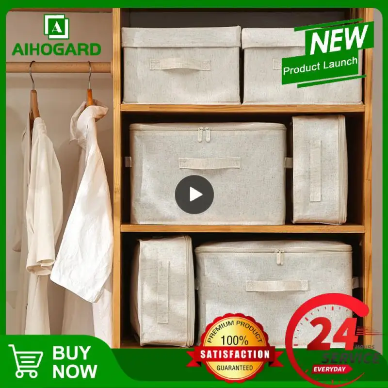 

Large Capacity Organizer Storage Box Dormitory Sundries Foldable Cotton Linen Fabric Storage Bag For Desktop Universal