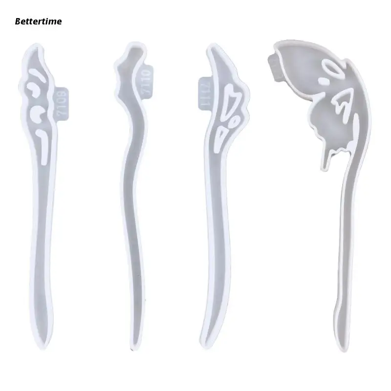 

B36D Clear Hairpin Molds Hair Stick Silicone Molds Headdress Hair Pin Epoxy Resin Casting Mold Jewelry Making DIY Craft Tool