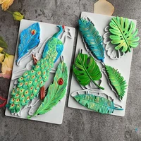 silicone mold monstera deliciosa leaf feather shape diy clay plaster chocolate candy mold cake baking decoration clay mold