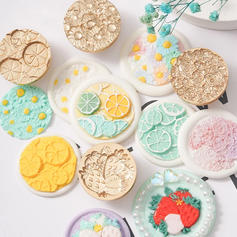 

3D Embossed chrysanthemum/Lemon/strawberry Wax Seal Stamp Sealing Stamp For Cards Envelopes Wedding Invitations Scrapbooking