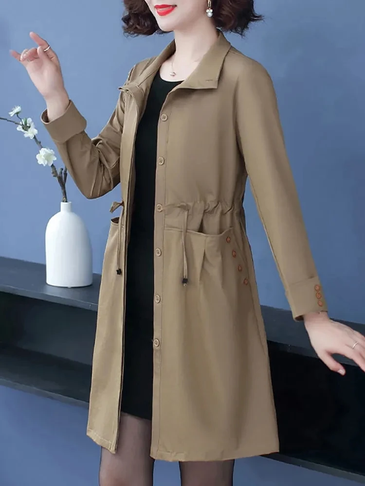 

Trench Coat Women 2023 Spring Autumn New Long Windbreaker Jacket Large Size Fashion Loose Versatile Loose Outerwear Womens