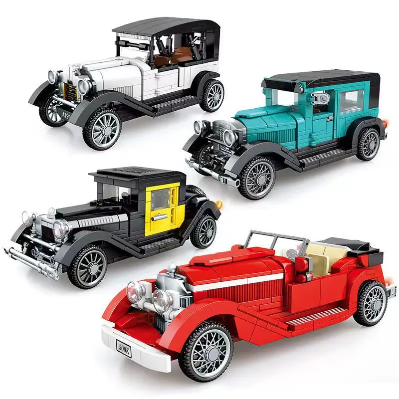 

Pieced blocks Classic Car Series Boy collection retro retro car assembly model small pellet toys