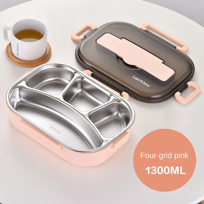 

304 Stainless Steel Double-layer Lunch Box Compartment Lunch Box Sealed Leak-proof Lunch Box Student Office Worker Lunch Box