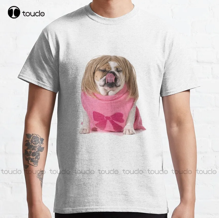 

Dog With Wig Classic T-Shirt Athletic Shirts Women Cotton Outdoor Simple Vintag Casual T-Shirt Gd Hip Hop Xs-5Xl New Popular