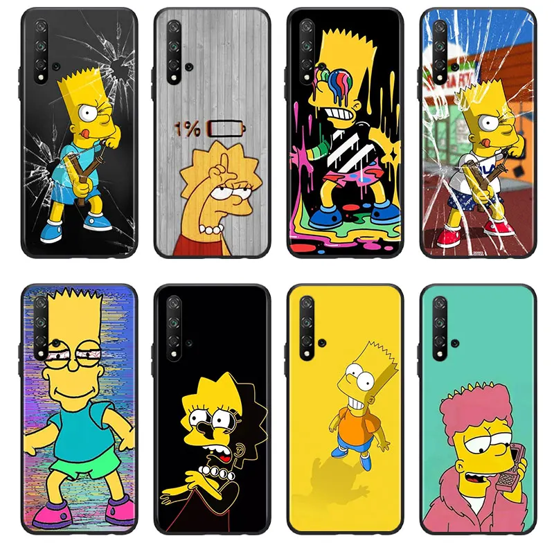 Nice Simpsons animation Phone Case For Huawei Honor 60 50 X30 30i 20 10 10i 10X 9X 9S 9C 9 8X 8A lite Pro SE Black luxury Back